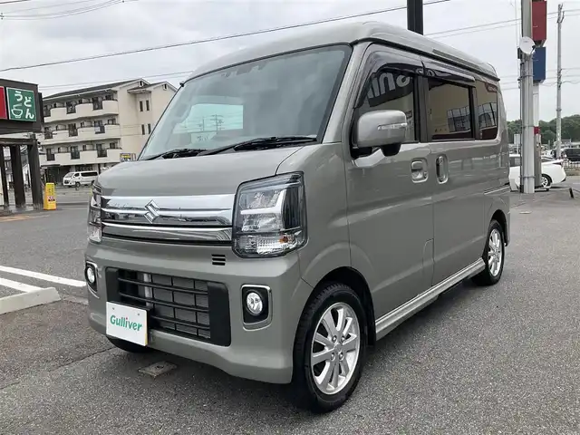 スズキ エブリィ ワゴン PZターボ スペシャル 滋賀県 2024(令6)年 0.7万km モスグレーメタリック 4WD ターボ車/車検9年11月まで/カロッツェリア8インチメモリナビ/　フルセグテレビ　Bluetooth対応/　DVD再生機能/バックカメラ/純正LEDヘッドライト/オートステップ/両側パワースライドドア/純正14インチアルミホイール/運転席シートヒーター/アイドリングストップ/プッシュスタート/ETC/保証書/取扱説明書