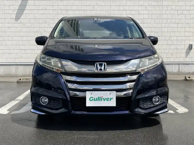 ホンダ オデッセイ アブソルート EX 静岡県 2015(平27)年 8.8万km プレミアムヴィーナスブラックP Honda SENSING/純正ナビ（VXM-152VFi）/   AM FM CD DVD Bluetooth SD　/フルセグTV/バックカメラ/ETC/アダプティブクルーズコントロール/ブラインドスポットモニタリング/運転席パワーシート/2列目プレミアムクレードルシート/オットマン/LEDヘッドライト/LEDルームランプ/パドルシフト/フロントフォグランプ/コンフォートビューパッケージ/純正18インチアルミホイール/スマートキー