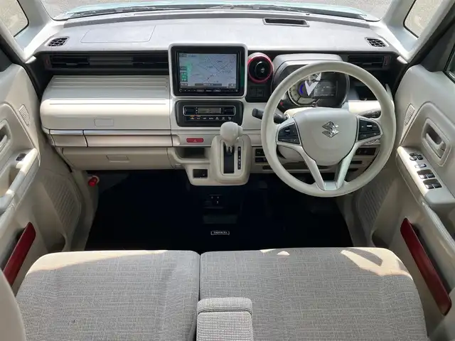 スズキ スペーシア HYBRID X 静岡県 2021(令3)年 2.5万km オフブルーメタリック/ホワイト2トーン 8インチナビ（CD/DVD/BT/フルセグ）/全方位カメラ/ドライブレコーダー前後/ETC/オートエアコン/スマートキー/スペアキー1本/レーダークルーズコントロール/USB入力端子/純正フロアマット/D席シートヒーター/両側パワースライドドア/ABS/横滑り防止装置/コーナーセンサー/レーンキープアシスト/オートライト/オートマチックハイビーム/盗難防止装置/LEDヘッドライト/W+サイドエアバック/衝突軽減システム/ヘッドアップディスプレイ/エンジンスタートボタン/パワーウィンドウ/パワーステアリング