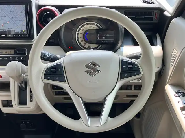 スズキ スペーシア HYBRID X 静岡県 2021(令3)年 2.5万km オフブルーメタリック/ホワイト2トーン 8インチナビ（CD/DVD/BT/フルセグ）/全方位カメラ/ドライブレコーダー前後/ETC/オートエアコン/スマートキー/スペアキー1本/レーダークルーズコントロール/USB入力端子/純正フロアマット/D席シートヒーター/両側パワースライドドア/ABS/横滑り防止装置/コーナーセンサー/レーンキープアシスト/オートライト/オートマチックハイビーム/盗難防止装置/LEDヘッドライト/W+サイドエアバック/衝突軽減システム/ヘッドアップディスプレイ/エンジンスタートボタン/パワーウィンドウ/パワーステアリング