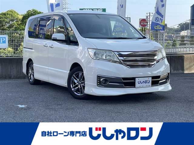 日産 セレナ ライダー Bライン Sハイブリッド 兵庫県 2012(平24)年 8.7万km ブリリアントホワイトパール (株)IDOMが運営する【じしゃロン神戸名谷店】の自社ローン専用車両になりますこちらは現金またはオートローンご利用時の価格です。自社ローンご希望の方は別途その旨お申付け下さい/純正7型SDナビ（フルセグTV/CD/DVD/BT）/ALPINE後席モニター/両側パワスラ/デジタルインナーミラー型ドラレコ/ETC/USBポート/純正キセノンヘッドライト/純正16インチアルミホイール/スマートキー/プッシュスタート