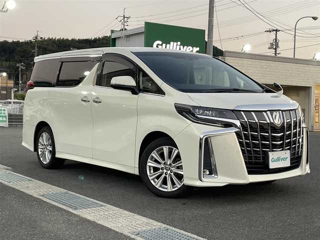 トヨタ アルファード S 山口県 2021(令3)年 3.1万km ラグジュアリーホワイトパールクリスタルシャインガラスフレーク ワンオーナー車/純正メーカーオプションナビ/CD/DVDデッキ/Bluetooth/フルセグTV/バックカメラ/純正フリップダウンモニター/両側パワースライドドア/LEDヘッドライト/LEDフォグライト/トヨタセーフティセンス/横滑り防止装置/オートマチックハイビーム/クルーズコントロール/レーンキープアシスト/ステアリングスイッチ/スマートキー＆プッシュスタート/社外前後ドライブレコーダー/純正18インチAW/保証書・取説/スペアキー1個