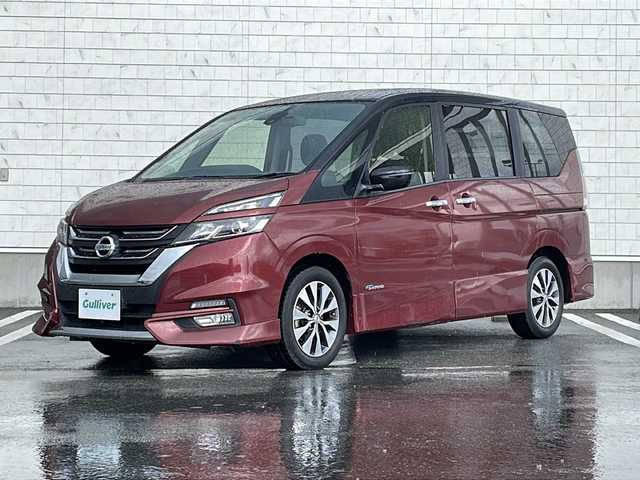 日産 セレナ ハイウェイスター プロパイロットED 山形県 2016(平28)年 7.4万km マルーンレッド 2トーン プロパイロット/エマージェンシーブレーキ/レーンディパーチャーウォーニング/両側パワースライドドア/純正9インチナビ/CD.DVD.BT.SD.USB.AUX/フルセグ/バックカメラ/フリップダウンモニター/ビルトインETC/電動パーキングブレーキ/オートホールド/ドライブレコーダー/プッシュスタート/スマートキーｘ２