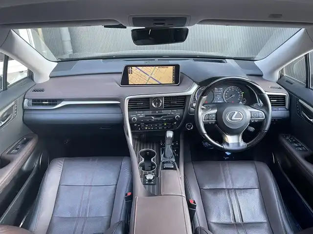 レクサス ＲＸ 450hL 香川県 2018(平30)年 5万km グラファイトブラックガラスフレーク メーカーナビ・フルセグ・全方位カメラ/茶革/パワーシート/シートベンチレーション/シートヒーター/ハンドルヒーター/ヘッドアップディスプレイ/プリクラッシュ/フッドコンビハンドル/パワーバックドア/純正20インチアルミ/3眼LEDライト/ETC/前後ドラレコ