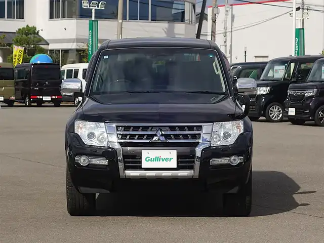 三菱 パジェロ ロング スーパーエクシード 山形県 2014(平26)年 5.1万km ダイヤモンドブラックマイカ 4WD/ディーゼル/ロックフォードアコースティックデザインプレミアムサウンド/純正SDナビ/　　【CD BT フルセグ USB】/バックカメラ/クルーズコントロール/HIDオートヘッドライト/黒革シート/パワーシート/シートヒーター/純正18インチアルミホイール/ドライブレコーダー/ステアリングスイッチ/MTモード付AT/IC付ターボ/電動格納ウィンカーミラー/フォグランプ/リモコンキー/ETC