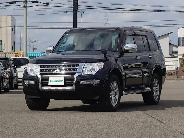 三菱 パジェロ ロング スーパーエクシード 山形県 2014(平26)年 5.1万km ダイヤモンドブラックマイカ 4WD/ディーゼル/ロックフォードアコースティックデザインプレミアムサウンド/純正SDナビ/　　【CD BT フルセグ USB】/バックカメラ/クルーズコントロール/HIDオートヘッドライト/黒革シート/パワーシート/シートヒーター/純正18インチアルミホイール/ドライブレコーダー/ステアリングスイッチ/MTモード付AT/IC付ターボ/電動格納ウィンカーミラー/フォグランプ/リモコンキー/ETC