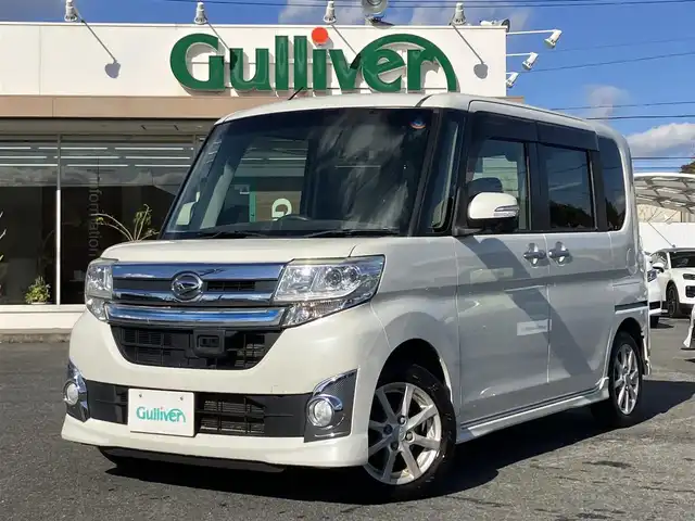 ダイハツ タント カスタム X トップED SA 三重県 2014(平26)年 8万km パールホワイトⅢ ♪スマートアシスト/ ・低速域衝突回避支援ブレーキ機能/ ・誤発進抑制制御機能/ ・先行車発進お知らせ機能/♪ケンウッドナビ/ ・フルセグ・Bluetooth/ ・USB・DVD/ ・録音機能　/♪バックカメラ/♪パワースライドドア/♪LEDヘッドライト/♪フォグライト/♪オートライト/♪ステアリングスイッチ/♪ハーフレザーシート/♪スマートキー×2/♪プッシュスタート/♪アイドリングストップ/♪リアサンシェード/♪ウィンカーミラー/♪オートリトラクタブルミラー/♪フロアマット/♪ドアバイザー