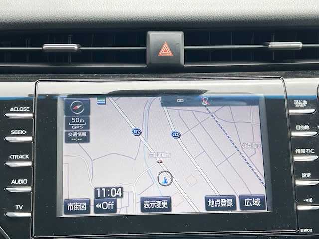 トヨタ カムリ G レザーパッケージ 静岡県 2018(平30)年 7.5万km エモーショナルレッドⅡ メーカーナビ　フルセグＴＶ　ＤＶＤ再生　Ｂｌｕｅｔｏｏｔｈ　ＵＳＢ接続　バックカメラ　ビルトインＥＴＣ　ドライブレコーダー　黒革シート　パワーシート　シートヒータ　レーダークルーズ　ＬＫＡ　ＢＳＭ