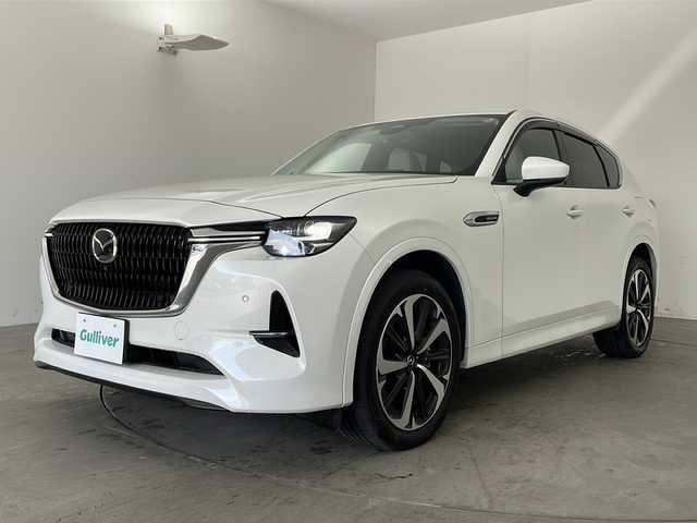 マツダ ＣＸ－６０ XD HV エクスクルーシブモダン 兵庫県 2023(令5)年 2.6万km ロジウムホワイトプレミアムメタリック ・純正ナビ/BT/USB/TV/HDMI/AppleCarPlay/AndroidAuto/・BOSE/・360°ビューモニター/・前後ドライブレコーダー/・ビルトインETC/・スマートシティブレーキサポート/・スマートブレーキサポート/・緊急時車線維持支援/・ドライバー異常時対応システム/・誤発進抑制制御/・前後側方接近車両検知/・車線逸脱警報システム/・レーンキープアシストシステム/・ディスタンス＆スピードアラート/・車間制御/・標識認識システム/・ブラインドスポットモニタリング/・降車時警報/・パーキングセンサー/・ヘッドアップディスプレイ/・レザーシート/・前席パワーシート/・運転席メモリーシート/・全席シートヒーター/・前席ベンチレーション/・ワイヤレス充電/・ステアリングヒーター/・パドルシフト/・プッシュスタート