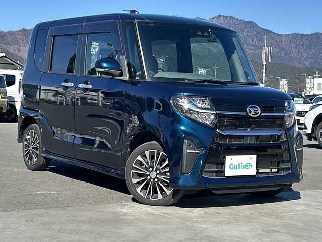 ダイハツ タント カスタム RS 山梨県 2019(令1)年 4.6万km レーザーブルークリスタルシャイン 社外10インチナビ/地デジTV/社外CD/DVD/Bluetooth/バックカメラ/スマートアシスト/両側パワースライド/前席シートヒーター/レーダークルーズコントロール/ビルトインETC/純正15インチAW/スマートキー/LEDヘッドライト