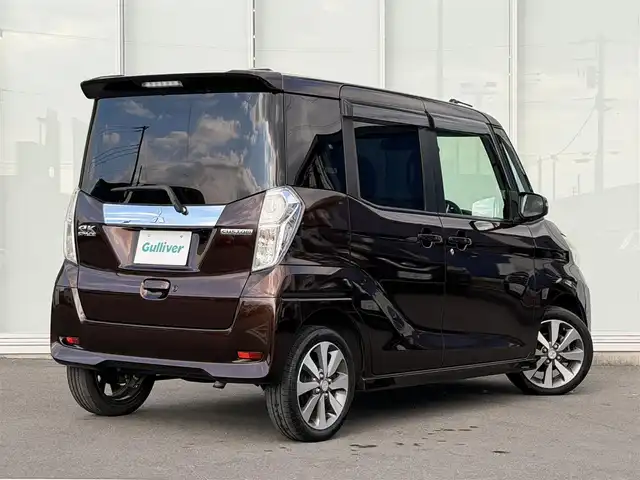三菱 ｅＫスペース カスタムT e－アシスト 神奈川県 2015(平27)年 7.1万km ショコラブラウンP ・ターボ　/・衝突軽減ブレーキ　/・両側パワースライドドア　/・社外ナビＴＶ（Ｂｌｕｔｏｏｔｈ／ＤＶＤ／ＳＤ／フルセグ）/・バックカメラ　/・後席サーキュレーター　/・後席サンシェード/・純正ＬＥＤヘッドライト　/・スマートキー