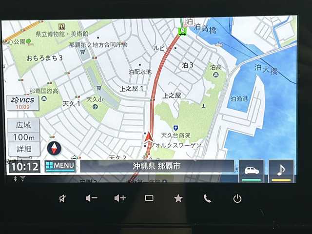 スズキ スペーシア カスタム HYBRID XS ターボ 沖縄県 2024(令6)年 1.7万km フェニックスレッドパール/ブルーイッシュブラックパール 禁煙車　/純正９インチナビ　/BT/フルセグTV/ラジオ/カープレイ/全方位カメラ　/社外ドライブレコーダー　/レーダークルーズコントロール/ステアリングヒーター　/オートホールド/ヘッドアップディスプレイ　/レザーシートカバー　/シートヒーター　/オットマン　/両側パワースライドドア　/衝突軽減　/前後コーナーセンサー/純正LEDヘッドライト