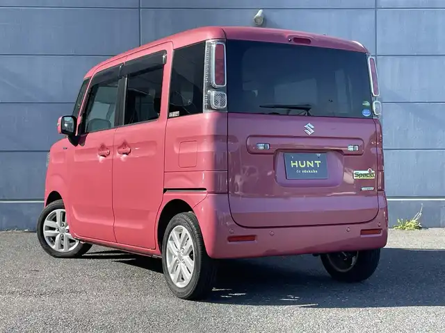 スズキ スペーシア HYBRID X 千葉県 2018(平30)年 4.7万km ピンク 社外７インチナビ/フルセグＴＶ/両側パワスラ/ＢＬＵＥＴＯＯＴＨ/前席シートヒーター/オートライト/スマートキー/ＬＥＤヘッドライト/純正アルミホイール/衝突軽減ブレーキ/アイドリングストップ