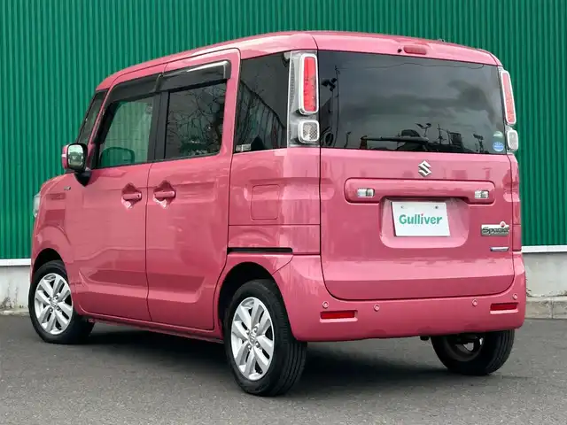 スズキ スペーシア HYBRID X 宮城県 2018(平30)年 4.7万km チアフルピンクM アップグレードパッケージ/・LEDヘッドランプ/LEDポジションランプ/・ウィンカーミラー/・14インチアルミホイール/＝＝＝/セーフティサポート/・デュアルセンサーブレーキサポート/・車線逸脱警報機能/・誤発進抑制機能/・後方誤発進抑制機能/・ふらつき警報機能/・ハイビームアシスト/・先行車発進お知らせ機能/・後退時ブレーキサポート/・リアパーキングセンサー/社外ナビ（MDV-L505W）/・CD/DVD/・Bluetooth/・フルセグTV/両側パワースライドドア/運転席席シートヒーター/オートライト/スマートキー＆プッシュスタート/スリムサーキュレーター/アイドリングストップ/電動格納ミラー/ドアバイザー/フロアマット/W/サイドエアバッグ
