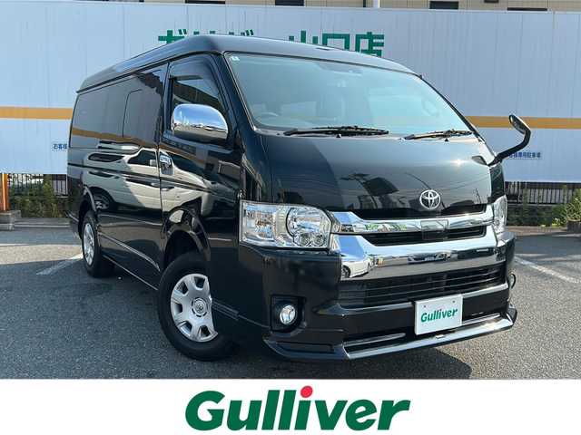 トヨタ ハイエース GL ロング 山口県 2018(平30)年 7.7万km ブラックマイカ 登録時走行距離/　【76360km】/ワンオーナー/保証書/取扱説明書/社外(carrozzeria)ディスプレイオーディオ/DVD/CD/Bluetooth/バックカメラ/片側パワースライドドア/LEDヘッドライト/フォグライト/オートライト/オートマチックハイビーム/ドアバイザー/電格ミラー