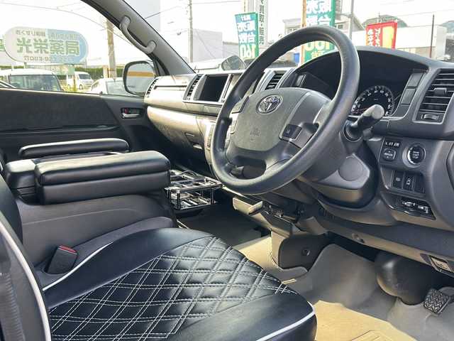 トヨタ ハイエース GL ロング 山口県 2018(平30)年 7.7万km ブラックマイカ 登録時走行距離/　【76360km】/ワンオーナー/保証書/取扱説明書/社外(carrozzeria)ディスプレイオーディオ/DVD/CD/Bluetooth/バックカメラ/片側パワースライドドア/LEDヘッドライト/フォグライト/オートライト/オートマチックハイビーム/ドアバイザー/電格ミラー