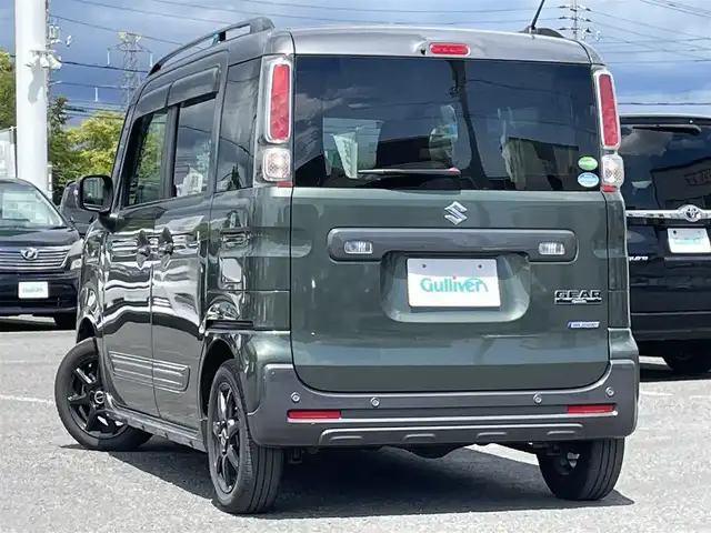 スズキ スペーシア ギア HYBRID XZターボ 道央・札幌 2021(令3)年 2万km クールカーキパールメタリック/ガンメタリック2トーン ４WD/社外オーディオ/CD/USB/AUX/BT/衝突被害軽減ブレーキ/横滑り防止装置/レーダークルーズコントロール/レーンキープアシスト/リヤパーキングセンサー/ビルトインETC/ドライブレコーダー/アイドリングストップ/両側パワースライドドア/前席シートヒーター/革巻きステアリング/ステアリングリモコン/パドルシフト/レーダー探知機/プッシュスタート/スマートキー/LEDヘッドライト/オートライト/オートハイビーム/フォグランプ/電動格納ミラー/ヒーテッドドアミラー/ウィンカーミラー/純正フロアマット/ドアバイザー/スペアキー/純正エンジンスターター/純正AW付冬タイヤ積込/155/65/R14/2023年/山8mm