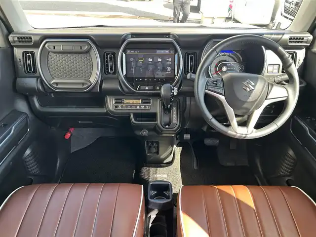 スズキ ハスラー Jスタイル 兵庫県 2022(令4)年 2.9万km オフブルーメタリック/ガンメタリック2トーンルーフ 純正9インチメモリナビ/　（AM/FM/CD/DVD/BT/USB)/フルセグTV/全方位カメラ/前後ドライブレコーダー/ステアリングリモコン/スズキセーフティーサポート/・デュアルカメラブレーキサポート/・後退時ブレーキサポート/・誤発信抑制機能/・車線逸脱警報機能/・標識認識機能/・先行車発進お知らせ機能/横滑り防止装置/アイドリングストップ/ビルドインETC/前席シートヒーター/レザー調シートカバー/純正フロアマット/ドアバイザー/ルーフレール/LEDヘッドライト/LEDフォグランプ/コーナーセンサー/純正15インチアルミホイール/取扱説明書