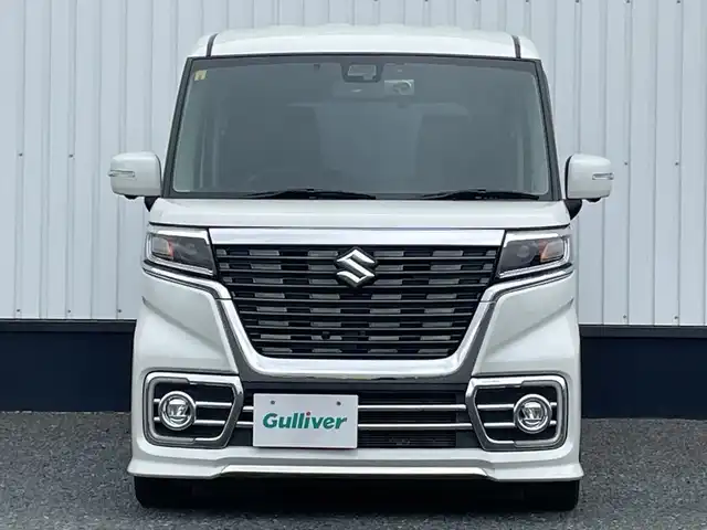 スズキ スペーシア カスタム HYBRID XS ターボ 千葉県 2020(令2)年 3.4万km ピュアホワイトP 純正8インチナビ/(フルセグTV/BT/CD/DVD/FM/AM)/全周囲カメラ/前後ドライブレコーダー/ヘッドアップディスプレイ/衝突被害軽減システム/車線逸脱警報/レーダークルーズコントロール/パドルシフト/シートカバー/両側パワースライドドア/横滑り防止装置/ビルトインETC/アイドリングストップ/LEDヘッドライト/フォグランプ/オートライト/ウィンカーミラー/電動格納ミラー/社外15インチAW/シートヒーター/車高調/プッシュスタート/スマートキー/フロアマット/スペアキー/取扱説明書/保証書