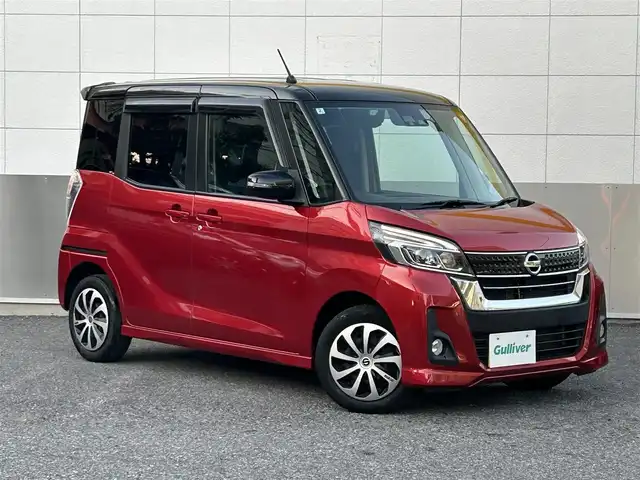 日産 デイズ ルークス ハイウェイスター Gターボ 東京都 2018(平30)年 8.4万km スパークリングレッド/ブラック 純正ナビ/　フルセグTV/DVD/CD/Bluetooth/アラウンドビューモニター/両側パワースライドドア/エマージェンシーブレーキ/踏み間違い防止アシスト/LEDヘッドライト/フォグランプ/オートライト/ハイビームアシスト/アイドリングストップ/電動オート格納ミラー/ウインカーミラー/革巻きステアリングホイール/ステアリングスイッチ/プッシュスタート/スマートキー/Ｄ席シートヒーター/オーバーヘッドコンソール/ナノイー付リアシーリングファン/サンシェード後席/サイドシルスポイラー/リアスポイラー/社外マフラー/純正フロアマット/ドアバイザー