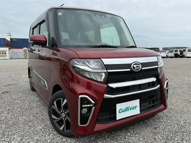 ダイハツ タント カスタム X スタイルセレクション 香川県 2021(令3)年 1.3万km ファイアークォーツレッドM 〇社外ナビ/〇フルセグTV/〇パワースライドドア（両側）/〇バックカメラ/〇ビルトインETC/〇ドライブレコーダー/〇アイドリングストップ/〇スマートアシスト/〇LEDヘッドランプ/〇フォグランプ/〇オートライト/〇純正14インチアルミ/〇オートエアコン/〇合皮/ファブリックコンビシート/〇シートヒーター/〇USBソケット/〇キーフリーシステム/〇禁煙車