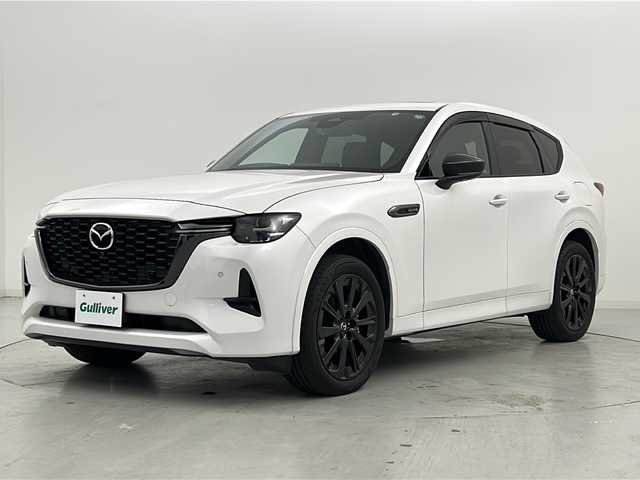 マツダ ＣＸ－６０ XD HV エクスクルーシブスポーツ 宮城県 2022(令4)年 3万km ロジウムホワイトプレミアムメタリック ワンオーナー/パノラマサンルーフ/全周囲カメラ/BOSEサウンドスピーカー/i-ACTIVSENSE/・トラクションコントロールシステム/・アイ・ストップ/・クルージング＆トラフィック・サポート/・マツダ・レーダー・クルーズ・コントロール/・レーンキープ・アシスト・システム/ヘッドアップディスプレイ/ブラインドスポットモニター/マツダコネクトナビ（12.3インチ）/・BT.HDMI.USB.AppleCarPlay.AndroidAuto/フルセグTV/電動リアゲート/本革黒シート/前席パワーシート/前席エアーシート/全席シートヒーター/ステアリングヒーター/革巻きステアリング/ステアリングスイッチ/ワイヤレス充電/ビルトインETC/プッシュスタート/スマートキー×2/LEDヘッドライト/リアフォグライト/純正フロアマット/純正20インチAW/ドアバイザー/100V充電