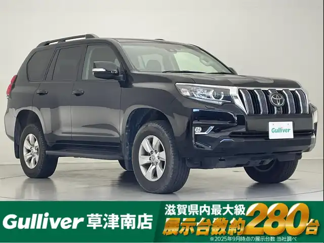 トヨタ ランドクルーザー プラド TX 滋賀県 2022(令4)年 2.8万km 黒 純正９インチナビ/　フルセグTV・Bluetooth・USB・Miracast/サンルーフ/全方位カメラ/純正１７インチアルミホイール/ビルトインＥＴＣ/前後ソナー/トランスファー/センターデフロック/ＬＥＤヘッドライト/オートライト/オートハイビーム/ルーフレール/ＭＴモード付ＡＴ