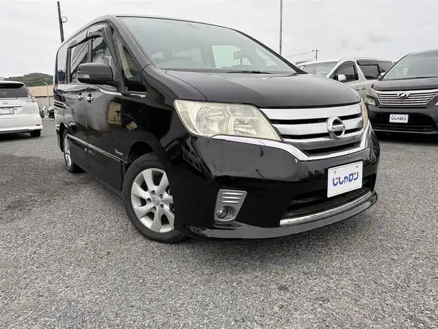 日産 セレナ ハイウェイスター Sハイブリッド 神奈川県 2012(平24)年 11.9万km スーパーブラック (株)IDOMが運営する【じしゃロン秦野店】の自社ローン専用車両になります。こちらは現金またはオートローンご利用時の価格です。自社ローンご希望の方は別途その旨お申付け下さい/スマートキー/社外メモリナビ/フルセグ/Bluetooth/バックカメラ/ETC/片側パワースライドドア/社外フリップダウンモニター :TVM-FW1100 11インチ/ドライブレコーダー　：DRY-TW8500/全席革調シートカバー/オートライト/HID/パドルシフト/ウィンカーミラー