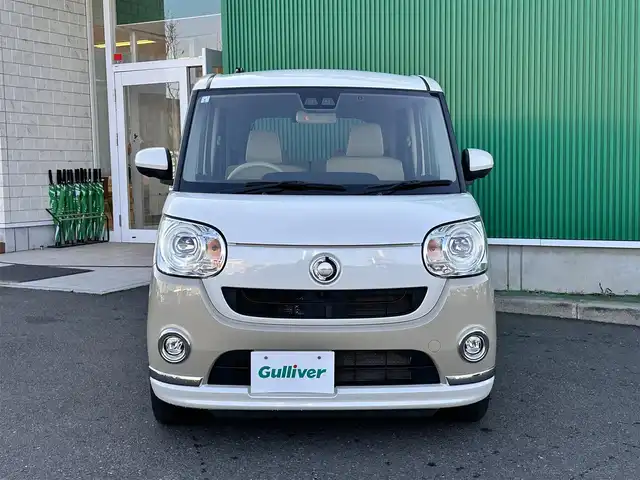 ダイハツ ムーヴ キャンバス G メイクアップ リミテッド　SAⅢ 宮城県 2022(令4)年 3.9万km パールホワイトⅢ/ナチュラルベージュマイカメタリック 2トーン ウォームパック/・ヒーター付ドアミラー/・デアイサー/・リアヒーターダクト/・シートヒーター（運転席）/＝＝＝/スマートアシスト3/・衝突回避支援ブレーキ機能/・衝突警報機能/・車線逸脱警報機能/・誤発進抑制制御機能/・先行車発進お知らせ機能/・オートハイビーム/社外ナビ（AVN-RB7）/・CD/DVD/・Bluetooth/パノラマモニター/ETC/両側パワースライドドア/LEDヘッドランプ/フォグランプ/オートライト/スマートキー＆プッシュスタート/電動格納ミラー/フロアマット/W/サイドエアバッグ