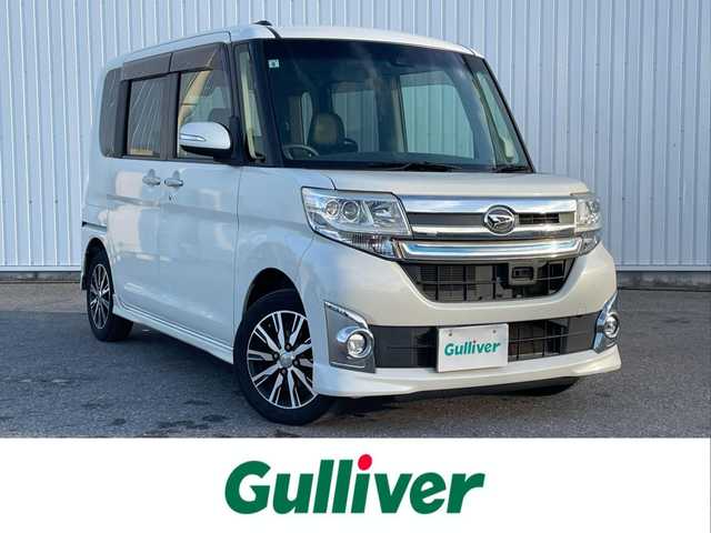 ダイハツ タント カスタム X トップED SAⅡ 滋賀県 2015(平27)年 14.7万km パールホワイトⅢ 社外メモリナビ/・AM/FM/・CD/DVD/・SD/USB/・Bluetooth/・フルセグTV/バックカメラ/ステアリングスイッチ/ETC/片側パワースライドドア/衝突軽減ブレーキ/車線逸脱警報/リアロールサンシェード/オートマチックヘッドライト/フォグランプ/シートリフター/ドアバイザー/フロアマット/スマートキー