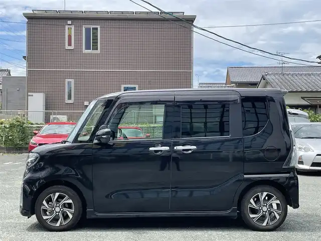 ダイハツ タント カスタム X 熊本県 2021(令3)年 4.1万km ブラックマイカメタリック 衝突軽減ブレーキ/レーンキープアシスト/プッシュスタート/純正ナビ/（CD・DVD・フルセグTV・BTオーディオ・SD）/全方位カメラ/純正フリップダウンモニター/ETC/ドライブレコーダー/純正14インチAW/両側パワースライドドア/ハーフレザーシート/前席シートヒーター/LEDヘッドライト/オートライト/フォグライト/前後コーナーセンサー/横滑り防止装置/ウィンカーミラー/純正フロアマット/純正ドアバイザー/新車保証書/取扱説明書/スマートスペアキー×1本