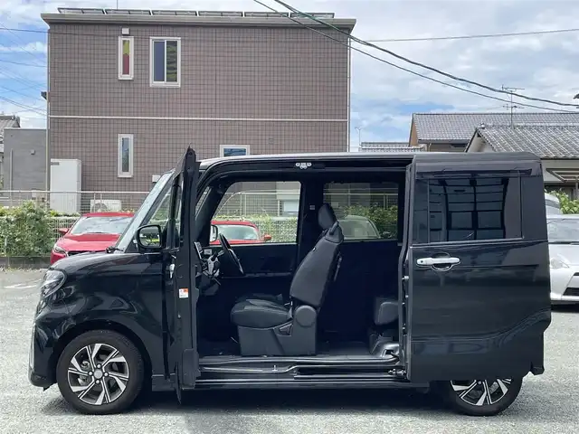 ダイハツ タント カスタム X 熊本県 2021(令3)年 4.1万km ブラックマイカメタリック 衝突軽減ブレーキ/レーンキープアシスト/プッシュスタート/純正ナビ/（CD・DVD・フルセグTV・BTオーディオ・SD）/全方位カメラ/純正フリップダウンモニター/ETC/ドライブレコーダー/純正14インチAW/両側パワースライドドア/ハーフレザーシート/前席シートヒーター/LEDヘッドライト/オートライト/フォグライト/前後コーナーセンサー/横滑り防止装置/ウィンカーミラー/純正フロアマット/純正ドアバイザー/新車保証書/取扱説明書/スマートスペアキー×1本