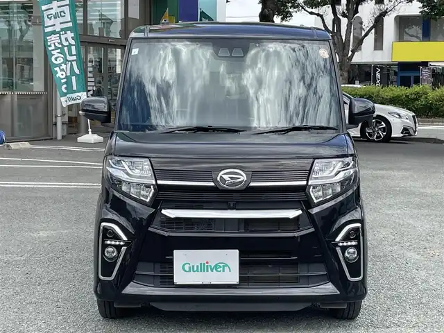 ダイハツ タント カスタム X 熊本県 2021(令3)年 4.1万km ブラックマイカメタリック 衝突軽減ブレーキ/レーンキープアシスト/プッシュスタート/純正ナビ/（CD・DVD・フルセグTV・BTオーディオ・SD）/全方位カメラ/純正フリップダウンモニター/ETC/ドライブレコーダー/純正14インチAW/両側パワースライドドア/ハーフレザーシート/前席シートヒーター/LEDヘッドライト/オートライト/フォグライト/前後コーナーセンサー/横滑り防止装置/ウィンカーミラー/純正フロアマット/純正ドアバイザー/新車保証書/取扱説明書/スマートスペアキー×1本