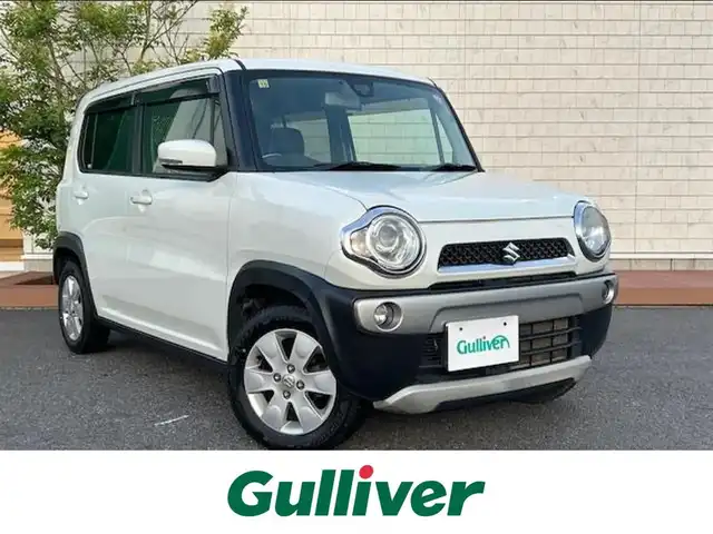 スズキ ハスラー X 茨城県 2014(平26)年 12.8万km 白 ワンオーナー/フリップダウンモニター/社外ナビ/AM/FM/フルセグTV/BT/iPod/バックカメラ/横滑り防止装置/盗難防止装置/衝突被害軽減システム/HIDオートライト/シートヒーター/純正14インチアルミホイール/ダウンヒルアシストコントロール/アイドリングストップ/プッシュスタート/スマートキー/ETC