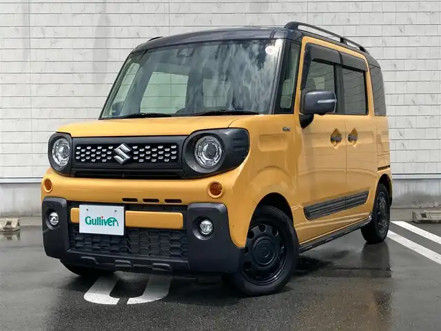 スズキ スペーシア ギア HYBRID XZ 静岡県 2018(平30)年 2万km アクティブイエロー/ガンメタリック2トーン 純正ナビ/フルセグTV/全方位モニター/バックカメラ/パワースライドドア（両側）/セーフティサポート/・デュアルセンサーブレーキサポート/・車線逸脱警報機能/・先行車発進お知らせ機能/LEDヘッドランプ/純正14インチアルミ/フォグランプ/オートライト/シートヒーター/革巻きステアリング/ステアリングスイッチ/キーレスプッシュスタート/オートエアコン/ルーフレール/パーソナルテーブル/禁煙車
