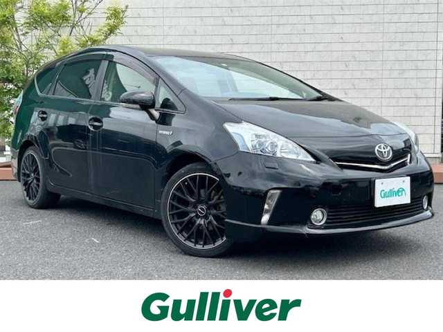 トヨタ プリウス α S ツーリングセレクション 茨城県 2012(平24)年 10.7万km ブラック 社外ナビ/AM/FM/CD/DVD/フルセグTV/BT/バックカメラ/盗難防止装置/カーテンエアバック/HIDオートライト/純正フロアマット/社外アルミホイール/ステアリングリモコン/スマートキー/プッシュスタート/ビルドインETC