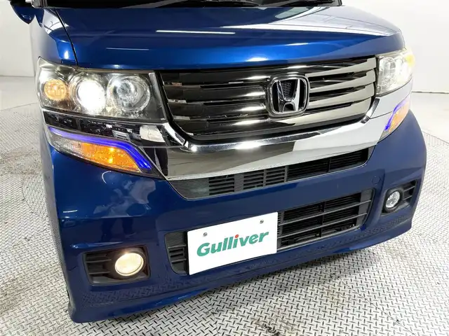 ホンダ Ｎ ＢＯＸ カスタム ターボ SSパッケージ 大阪府 2014(平26)年 2.1万km プレミアムダイナミックブルーパール 純正ナビTV バックカメラ 両側パワースライドドア シートヒーター クルーズコントロール 衝突軽減ブレーキ スマートキー プッシュスタート アイドリングストップ オートライト HIDヘッドライト ETC