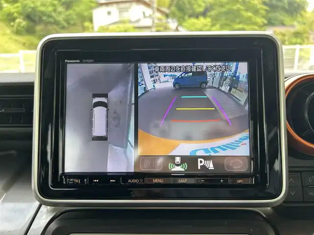 スズキ スペーシア ギア HYBRID XZ 福島県 2019(平31)年 3.4万km アクティブイエロー/ガンメタリック2トーン ・純正サイドデカール/・純正ナビ(CN-RZ843)/(DVD/CD/Bluetooth/ワンセグTV/SD)/・全方位モニター/・ETC/・前方ドライブレコーダー/・両側パワースライドドア/・デュアルセンサーブレーキサポート/・車線維持支援機能/・オートライト/・LEDヘッドライト/・シートヒーター/・ルーフレール/・スマートキー/・プッシュスタート/・純正14インチアルミホイール/・純正ゴムマット
