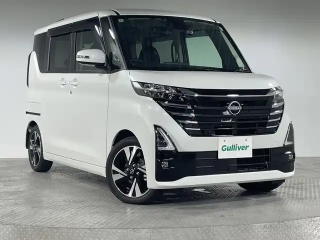 日産 ルークス ハイウェイスター Gターボ 神奈川県 2024(令6)年 0.1万km ホワイトパール 社外7インチナビ【MDV-S710】/(CD/DVD/Bluetooth/フルセグTV)/アラウンドビューモニター/両側パワースライドドア/コーナーセンサー/ビルトインETC/前後ドライブレコーダー/プロパイロット/防眩ミラー/アイドリングストップ/ライトレベライザー/ステアリングスイッチ/シートリフター/電格ミラー/ウィンカーミラー/LEDヘッドライト/フォグランプ/フロアマット/ドアバイザー/Wエアバッグ/ABS/スマートキー