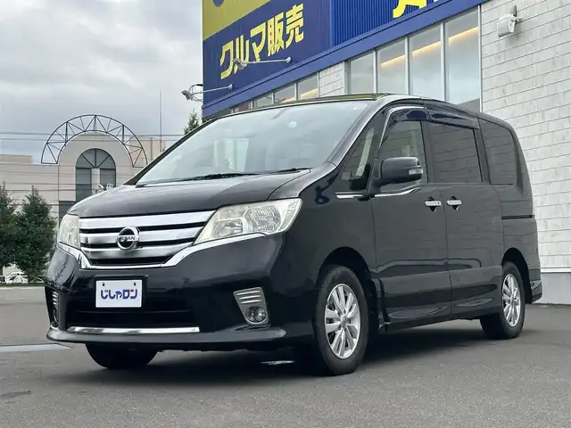 日産 セレナ ハイウェイスター Vセレクション 道北・旭川 2012(平24)年 10.6万km スーパーブラック (株)IDOMが運営する【じしゃロン旭川店】の自社ローン専用車両になります。こちらは現金またはオートローンご利用時の価格です。自社ローンご希望の方は別途その旨お申付け下さい/　/・社外ナビ(CD/DVD/BT/SD/フルセグ)/・バックカメラ/・ETC/・クルーズコントロール/・両側パワースライドドア/・積込サマータイヤ 195/65R15