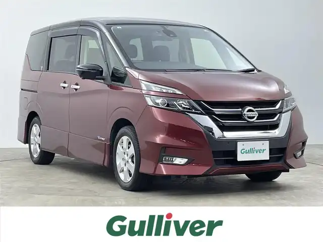 日産 セレナ ハイウェイスター 千葉県 2017(平29)年 6.5万km マルーンレッド 2トーン 禁煙車/エマージェンシーブレーキ/・インテリジェントパーキングアシスト/・プロパイロット/・車線逸脱警報システム/純正9インチメモリナビ/・型番:MM517D-L/・CD/DVD/Bluetooth/フルセグTV/・ビルトインETC/・アラウンドビューモニター/・インテリジェントルームミラー/フリップダウンモニター/両側パワースライドドア/革巻きステアリング/・ステアリングスイッチ/電子パーキング/・ブレーキホールド/左右独立エアコン/純正フロアマット/純正16インチAW/オートライト/・LEDヘッドライト/・フォグランプ