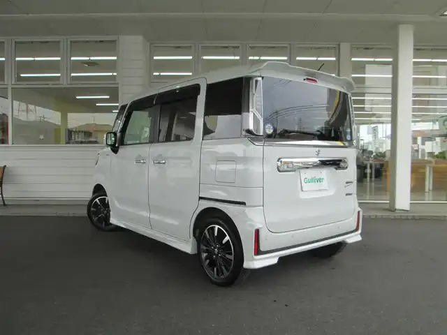 スズキ スペーシア カスタム HYBRID XS 千葉県 2018(平30)年 4.5万km ピュアホワイトP ワンオーナー/純正8インチナビ、フルセグTV/バックカメラ/オーディオ【CD/DVD/SD?BT/USB】/両側パワースライドドア/デュアルセンサーブレーキサポート/LEDヘッドライト&LEDフォグ/純正15インチアルミホイール/ウィンカードアミラー/コーナーセンサー/スイッチ付き革巻きステアリング/後席送風サーキュレーター/ハーフレザーシート/運転席シートヒーター/ドライブレコーダー&ビルトインETC/スマートキー