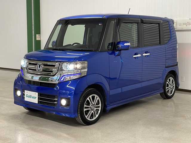 ホンダ Ｎ ＢＯＸ カスタム G Lパッケージ 熊本県 2015(平27)年 9.2万km ブリリアントスポーティブルーメタリック2トーン 社外ナビＳＤナビ（ＣＤ/ＢＴ/ラジオ/フルセグ）/バックカメラ/ＥＴＣ/片側パワースライドドア/横滑り防止装置/プッシュスタート/スマートキー/オートライト/フォグランプ/純正フロアマット/ドアバイザー/純正14インチＡＷ
