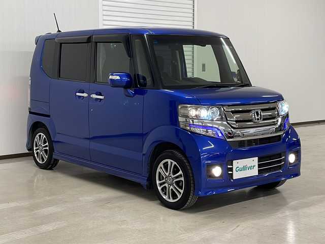 ホンダ Ｎ ＢＯＸ カスタム G Lパッケージ 熊本県 2015(平27)年 9.2万km ブリリアントスポーティブルーメタリック2トーン 社外ナビＳＤナビ（ＣＤ/ＢＴ/ラジオ/フルセグ）/バックカメラ/ＥＴＣ/片側パワースライドドア/横滑り防止装置/プッシュスタート/スマートキー/オートライト/フォグランプ/純正フロアマット/ドアバイザー/純正14インチＡＷ