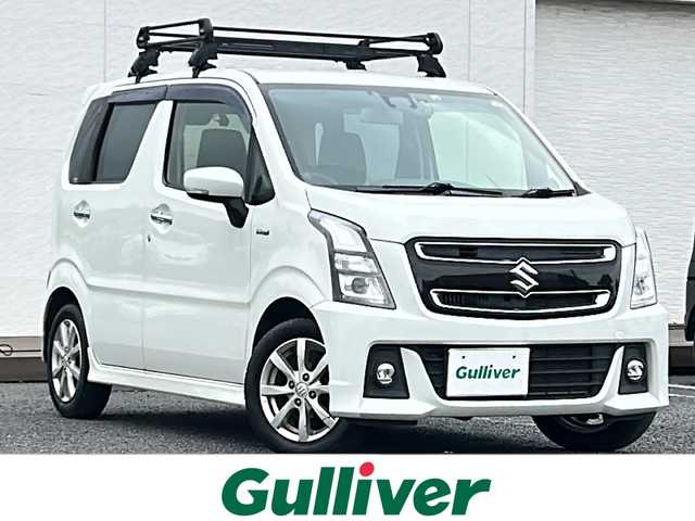 スズキ ワゴンＲ スティングレー HYBRID X 千葉県 2018(平30)年 9.1万km ピュアホワイトP ナビＦＨ－８５００ＤＶＳ　ルーフキャリア　ドラレコ　ＥＴＣ　ＵＳＢ　ＬＥＤヘッドライト　オートライト　ＣＤ／ＤＶＤ　フロアマット　ドアバイザー　レーンキープアシスト　Ｗエアバッグ　盗難防止装置　ＡＡＣ