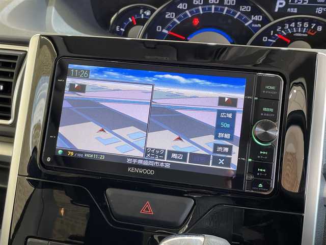 ダイハツ タント カスタム X 岩手県 2015(平27)年 7.2万km パールホワイトⅢ ４WD/左側パワースライドドア/アイドリングストップ/オートエアコン/ロールサンシェード/KENWOODナビ/バックカメラ/ETC/オートライト/LEDヘッドライト/フォグライト/純正14インチアルミほいーり