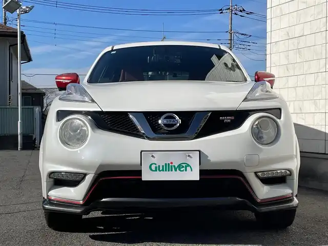 日産 ジューク ニスモ RS 埼玉県 2015(平27)年 3.8万km ブリリアントホワイトパール AIS検査済み/ニスモエアロパーツ/ニスモ専用シート/ターボ/4WD/専用18インチアルミホイール/純正SDナビ/CD/DVD/フルセグTV/BT/SD/アラウンドビュー/スマートキー/パドルシフト/前後ドライブレコーダー/デジタルミラー/HIDヘッドライト/電動格納ミラー/ETC