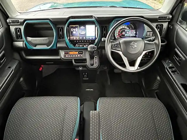 スズキ ハスラー HYBRID G 愛媛県 2022(令4)年 4.5万km デニムブルー ガンメタリック 2トーン ワンオーナー/全周位モニター/純正9インチナビ（Bluetooth/AppleCarPlay/AndroidAudio)/前後ドライブレコーダー/ETC/スズキセーフティサポート/レーンキープアシスト/ハロゲンヘッドライト/オートライト/純正フロアマット/ドアバイザー/アイドリングストップ/横滑り防止装置/スマートキー/プッシュスタート/スペアキー/ABS