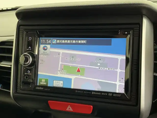 ホンダ Ｎ ＢＯＸ カスタム G SSパッケージ 鹿児島県 2015(平27)年 6.8万km プレミアムベルベットパープル・パール あんしんパッケージ/社外SDナビ/DVD再生可/ワンセグTV/両側電動スライドドア/ステアリングスイッチ/HIDヘッドライト/オートライトコントロール/リアサンシェード/純正14インチアルミホイール/スマートキー×2/エンジンプッシュスタート/純正フロアマット