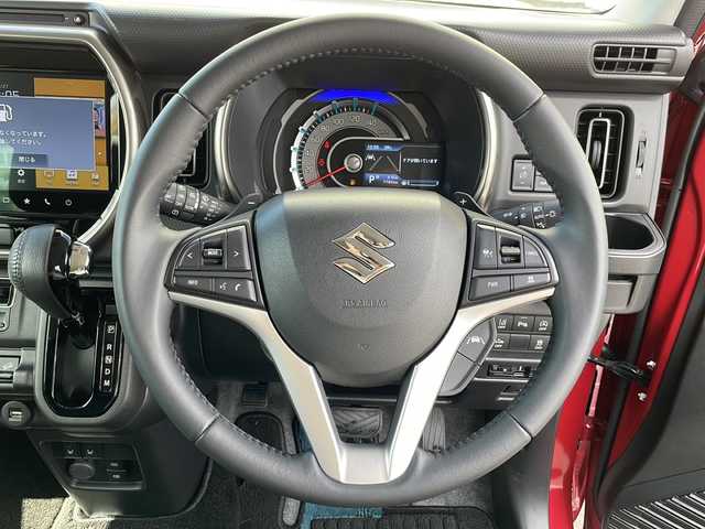 スズキ ハスラー Jスタイル Ⅱ ターボ 道北・旭川 2024(令6)年 0.8万km フェニックスレッドパール/ソフトベージュメタリック /４ＷＤ//ターボ//禁煙車//スズキコネクトメーカーナビ//ＣＤ、ＤＶＤ、フルセグ//全方位カメラ//スズキセーフティサポート//アクティブクルーズコントロール//標識認識機能//ふらつき警報//デュアルセンサーブレーキサポート//後退時ブレーキサポート//誤発進抑制制御//車線逸脱警報//先行車発進お知らせ//ハイビームアシスト//ドアミラーヒーター//ＬＥＤヘッドライト//オートライト//前席シートヒーター//純正１５インチアルミ//ステアリングリモコン//パドルシフト//新車時保証書//ＥＴＣ//スペアキー×１